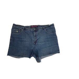 Gloria Vanderbilt 3" Inseam Raw Hem Women's size 20W Dark Blue Denim Jean Shorts